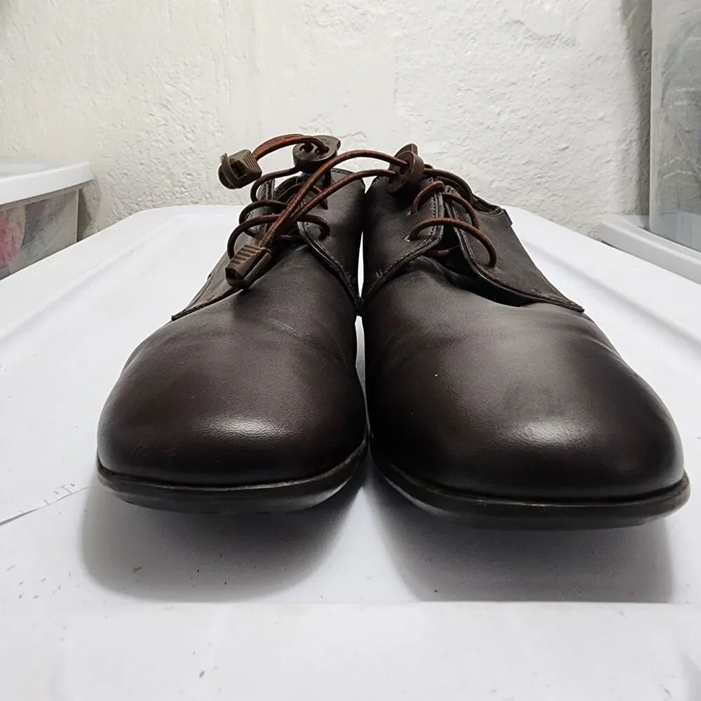 Camper Mauro Derby Shoes Oxford Loafers Brown Leather Toggle Lace EUR 45 US 11